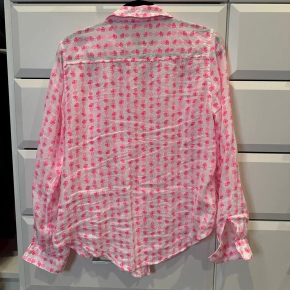Lilly Pulitzer Pink Floral Linen Shirt - Picture 8 of 8